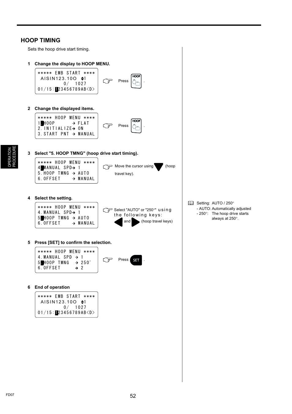 Hoop timing | TOYOTA EPS9000 User Manual | Page 52 / 101