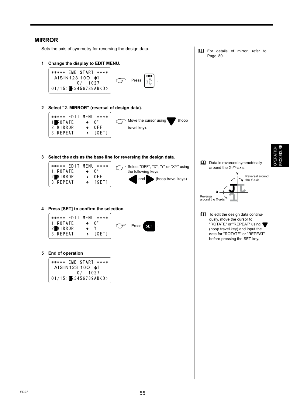 Mirror | TOYOTA EPS9000 User Manual | Page 55 / 101