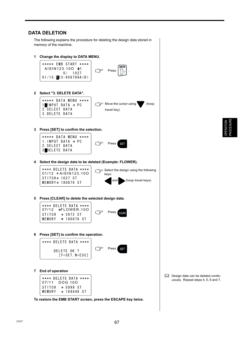 Data deletion | TOYOTA EPS9000 User Manual | Page 67 / 101