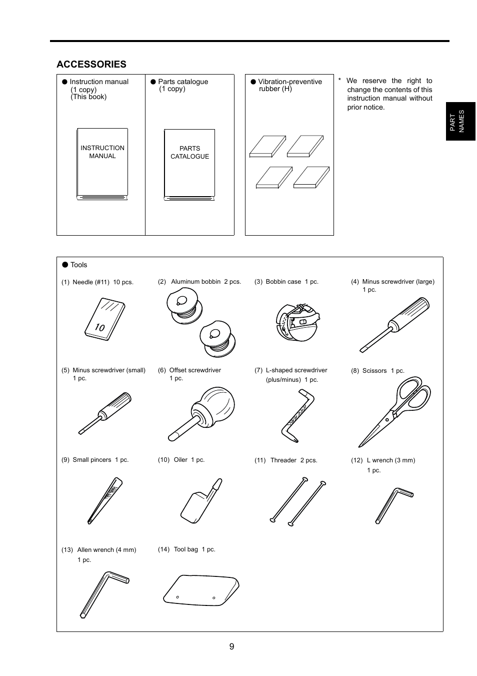 Accessories | TOYOTA EPS9000 User Manual | Page 9 / 101