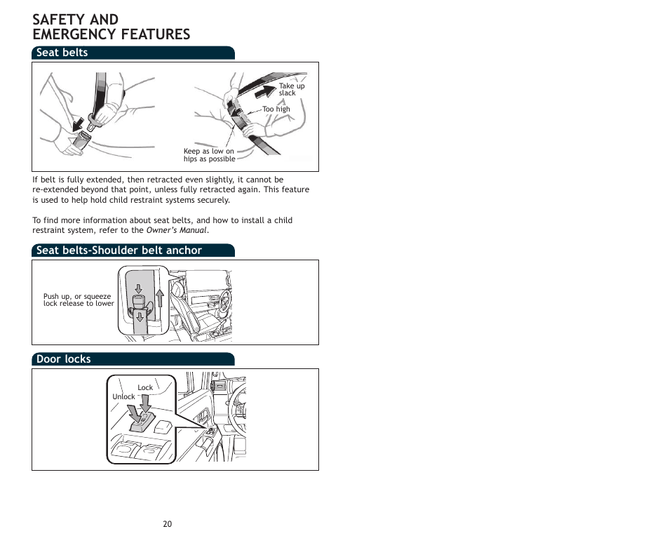 Safety and emergency features | TOYOTA FJ Cruiser User Manual | Page 13 / 15