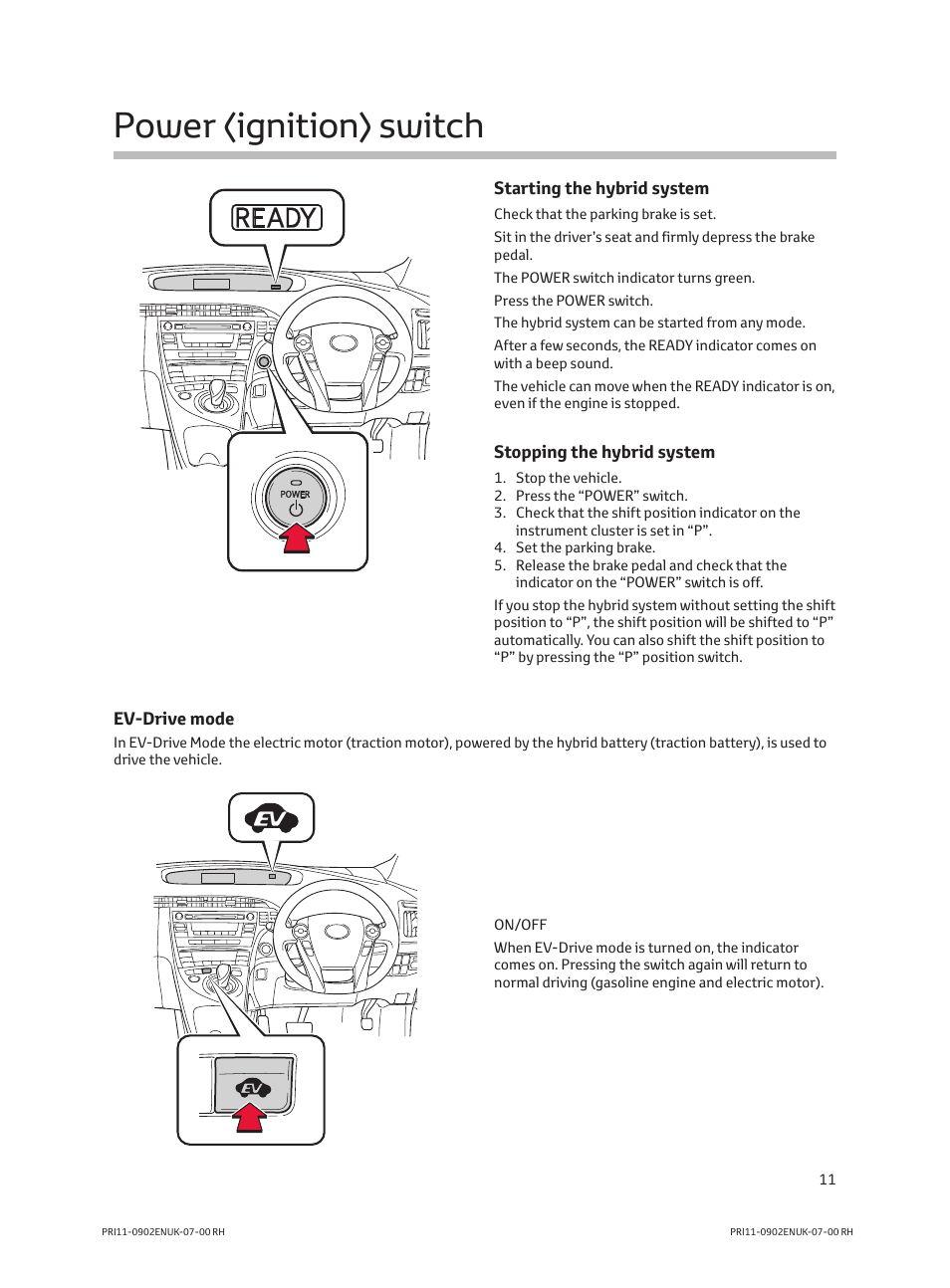 Power (ignition) switch | TOYOTA PRIUS PRI11-0902ENUK-07-00 User Manual | Page 13 / 20