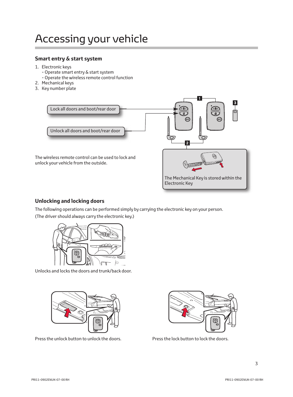 Accessing your vehicle | TOYOTA PRIUS PRI11-0902ENUK-07-00 User Manual | Page 5 / 20