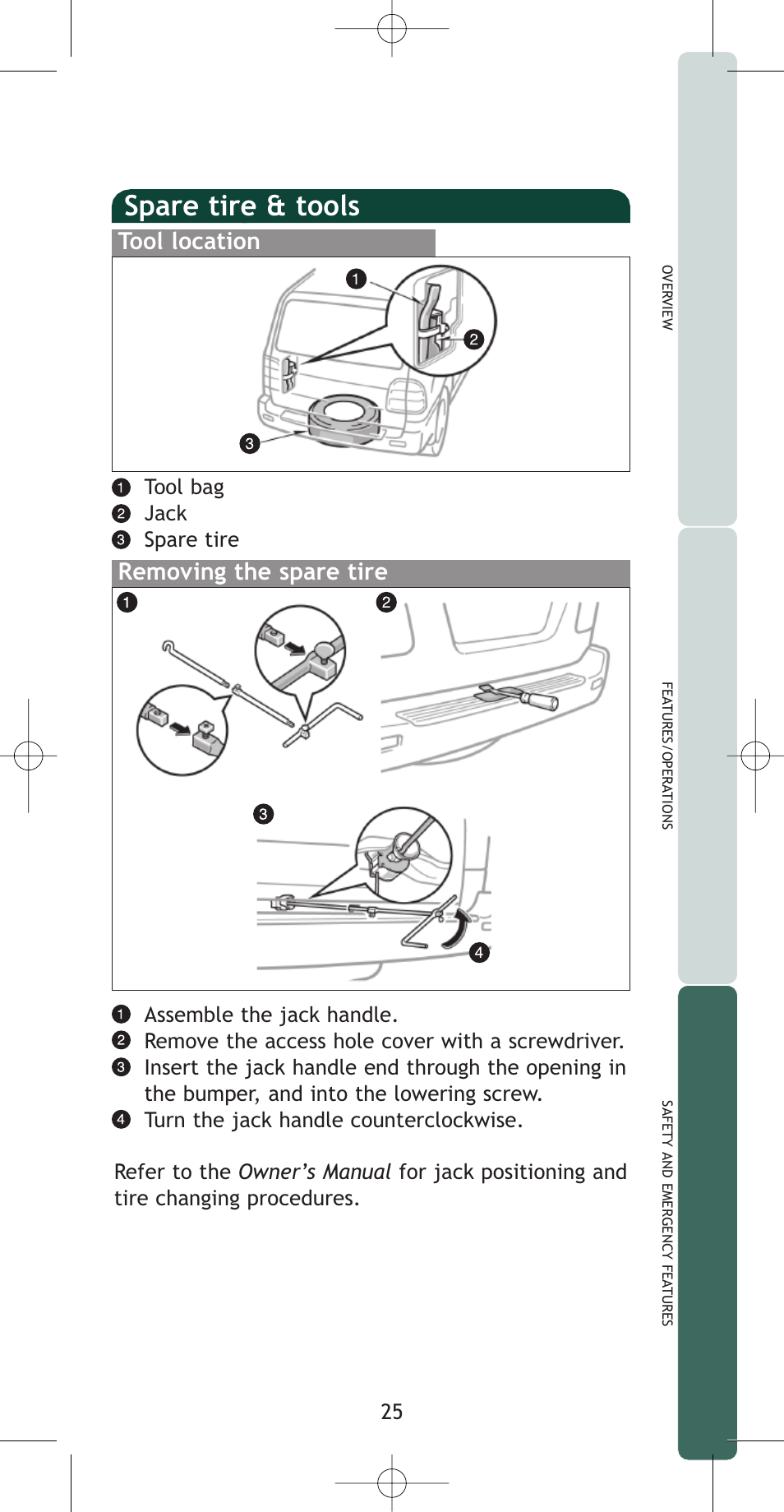 Spare tire & tools | TOYOTA 2005 User Manual | Page 16 / 17