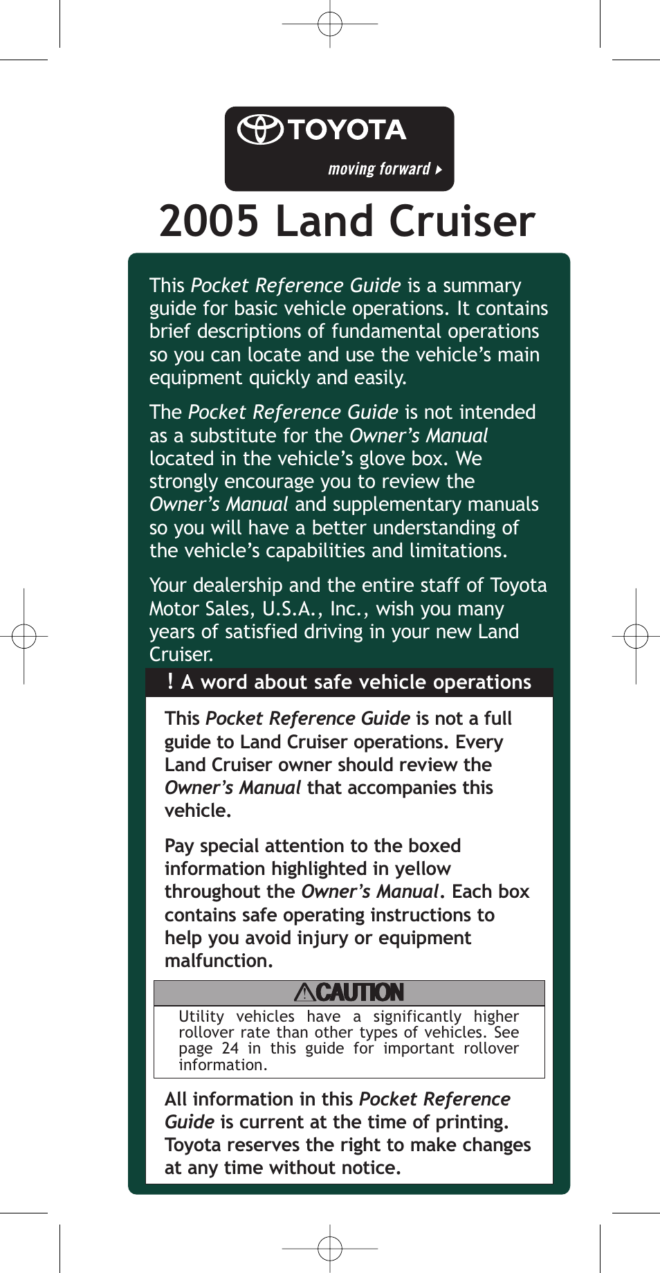 2005 land cruiser | TOYOTA 2005 User Manual | Page 2 / 17