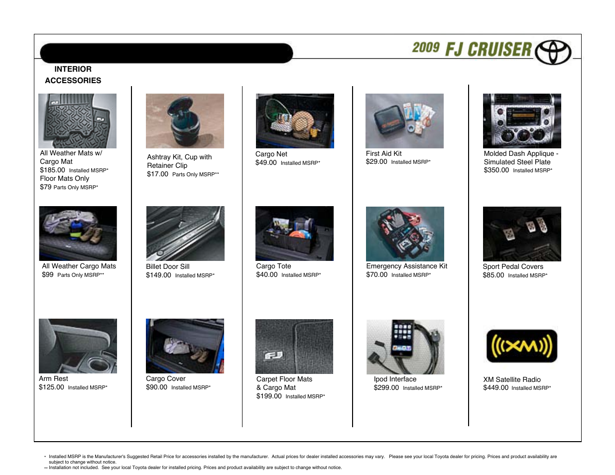 Accessories | TOYOTA 2009 FJ Cruiser User Manual | Page 10 / 13