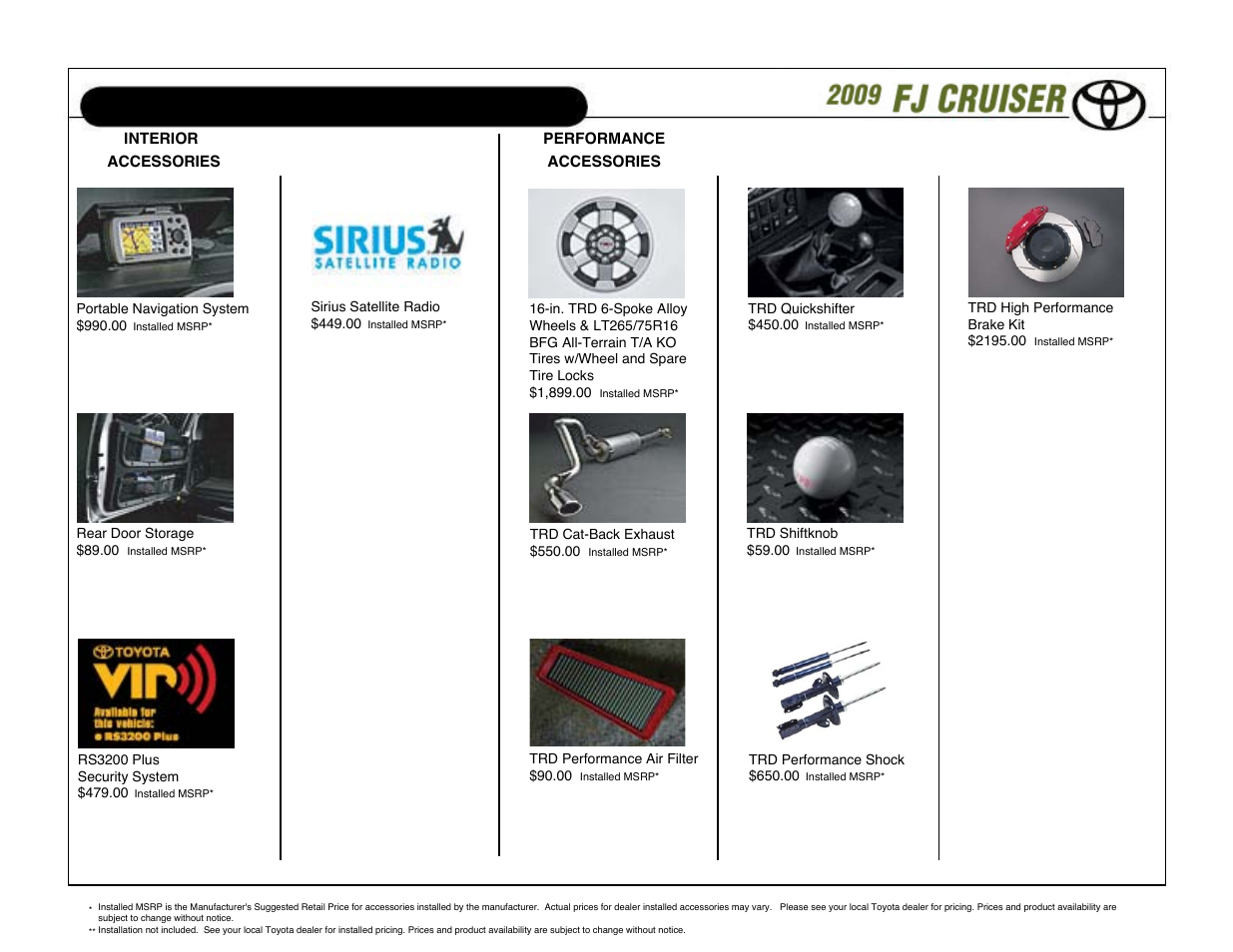 Accessories | TOYOTA 2009 FJ Cruiser User Manual | Page 11 / 13