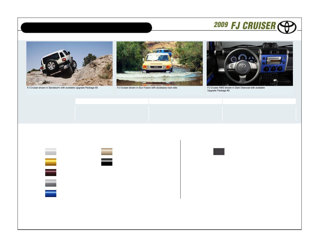 Model overview | TOYOTA 2009 FJ Cruiser User Manual | Page 2 / 13