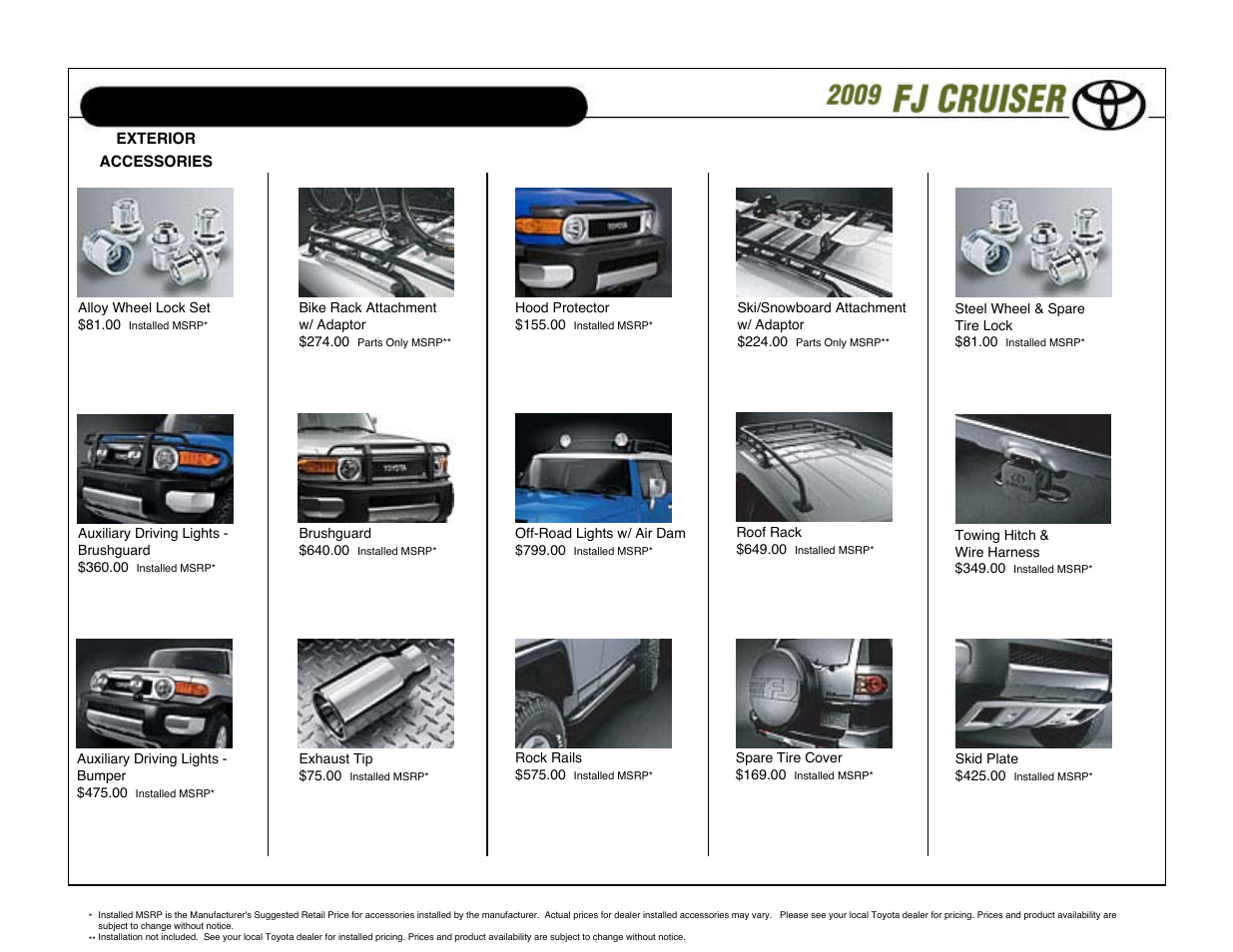 Accessories | TOYOTA 2009 FJ Cruiser User Manual | Page 9 / 13