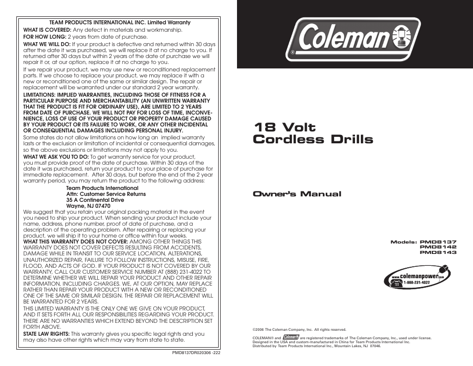 Team Products PMD8143 User Manual | 6 pages