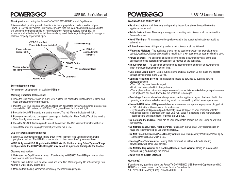 Usb103 user’s manual | Team Products USB103 User Manual | Page 2 / 2