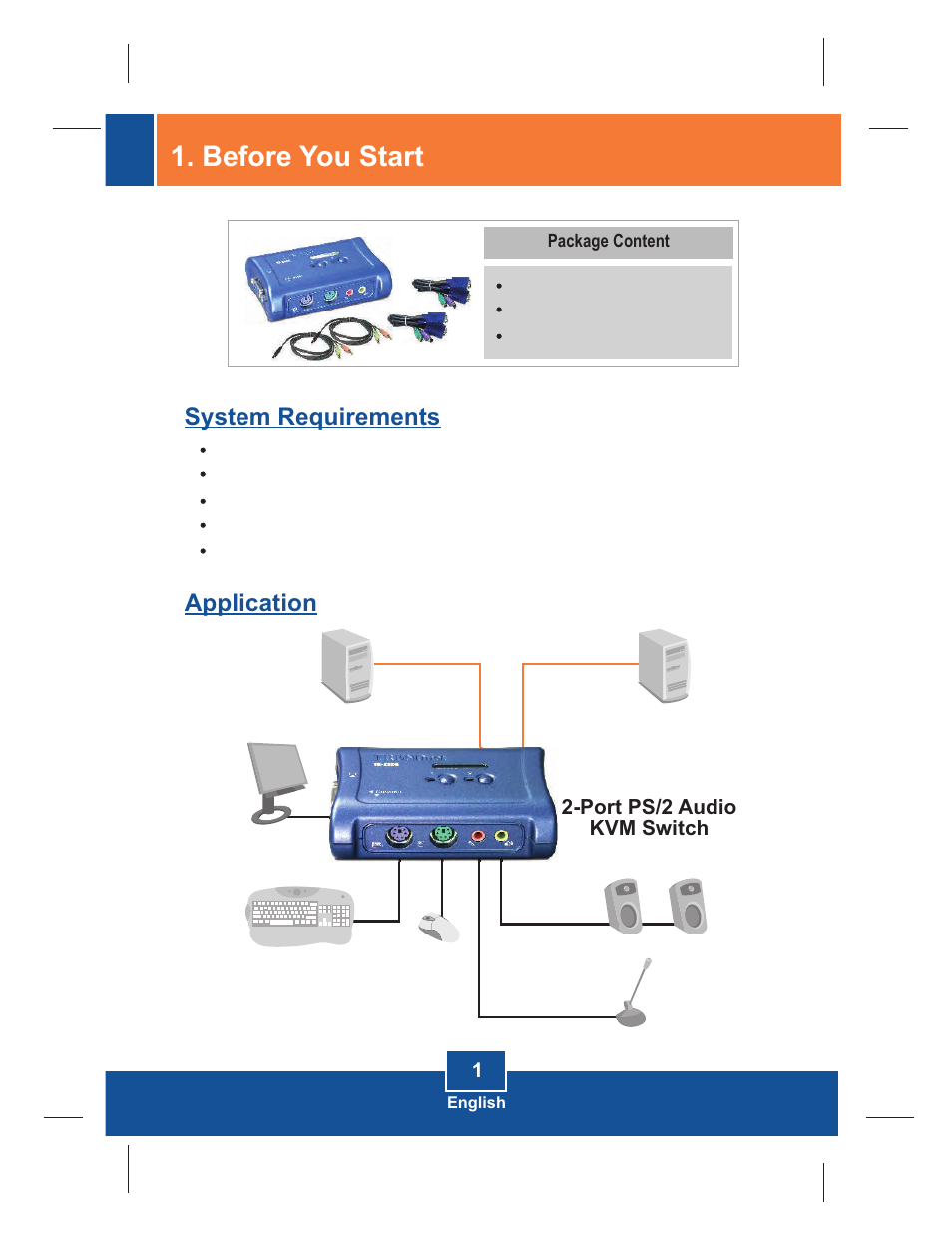 Before you start, System requirements application | TRENDnet TK-208K User Manual | Page 3 / 12