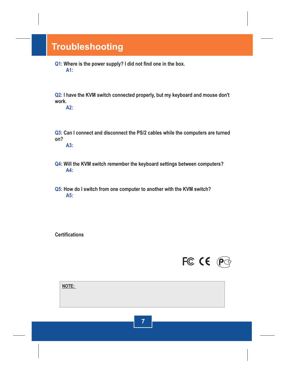 Troubleshooting | TRENDnet TK-208K User Manual | Page 9 / 12