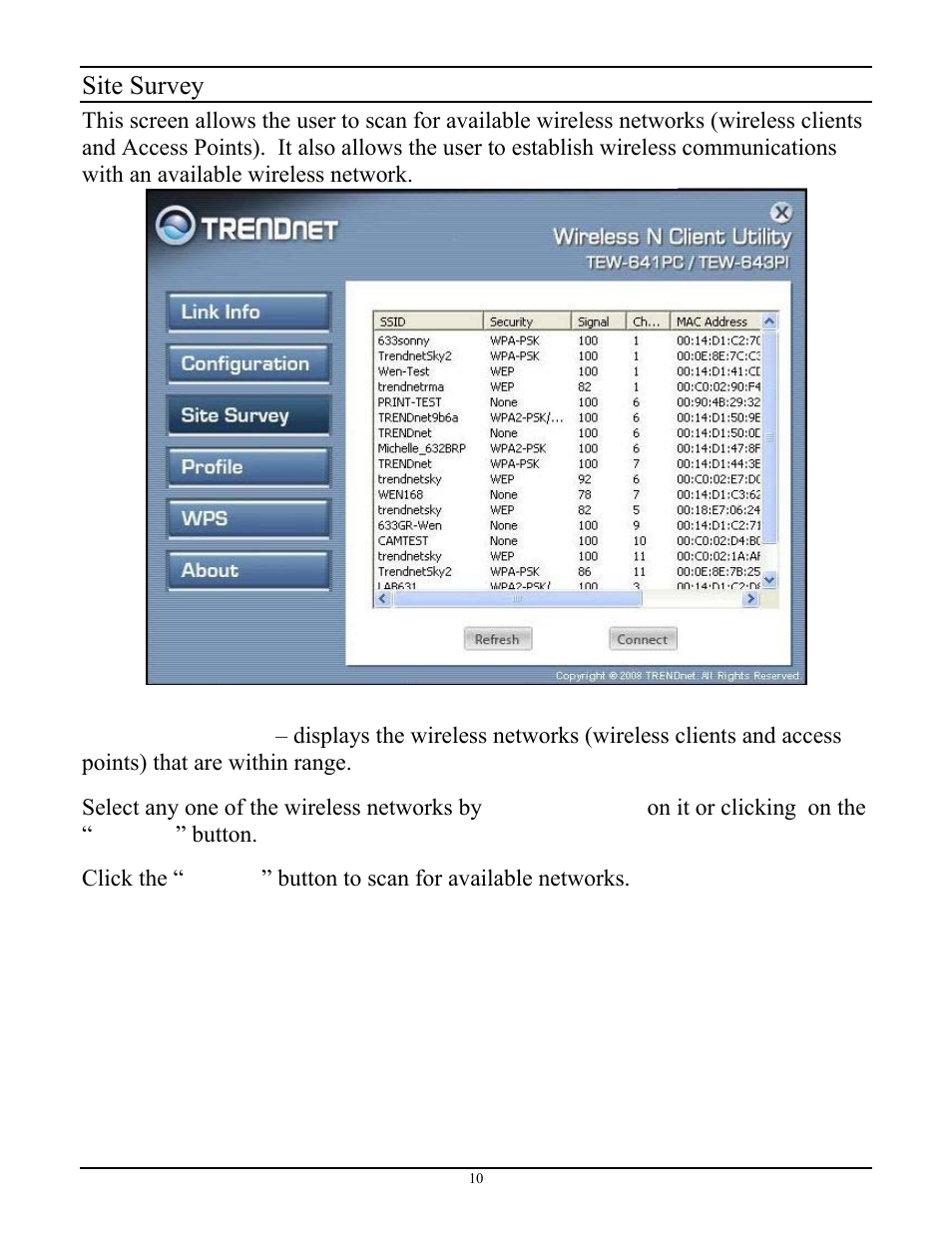 Site survey | TRENDnet TEW-643PI User Manual | Page 15 / 25