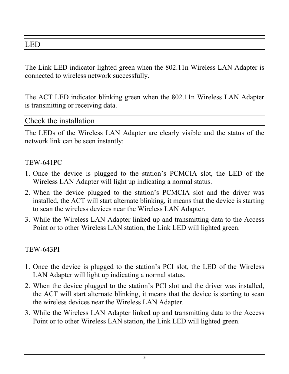 Identifying external components led, Check the installation | TRENDnet TEW-643PI User Manual | Page 8 / 25