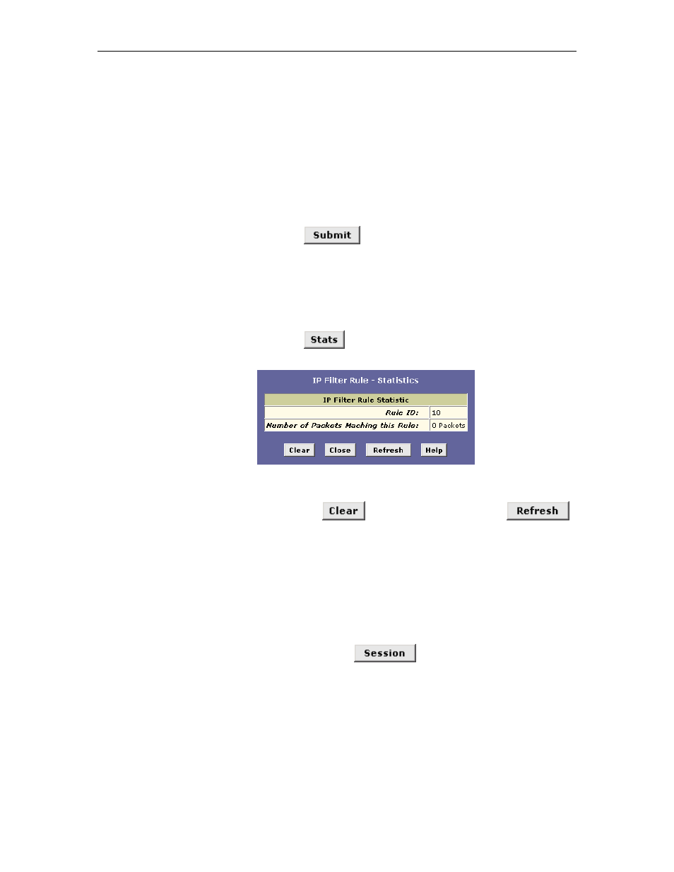 Viewing ip filter statistics, Managing current ip filter sessions | TRENDnet TDM-E400 User Manual | Page 148 / 205