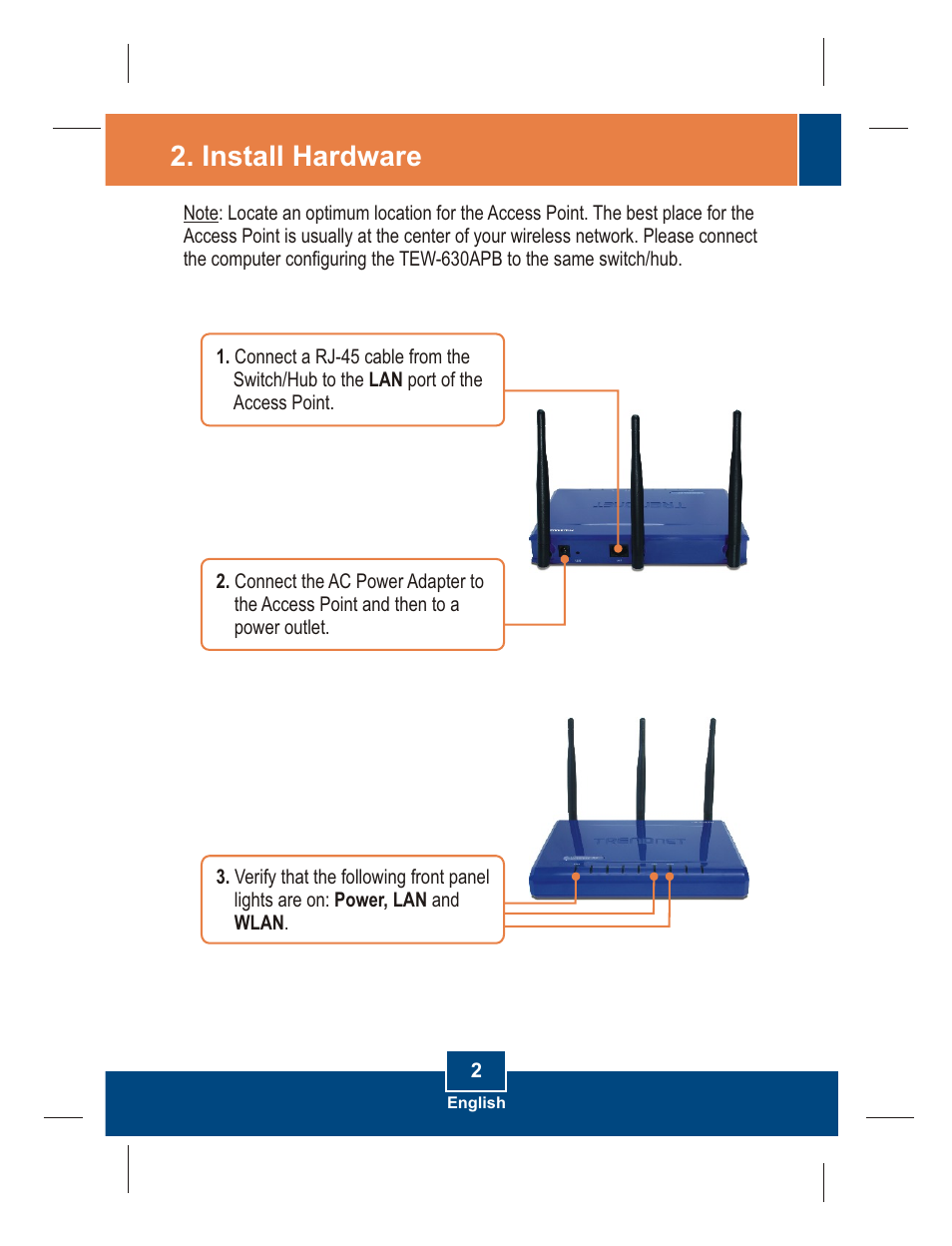Install hardware | TRENDnet TEW-630APB User Manual | Page 4 / 11
