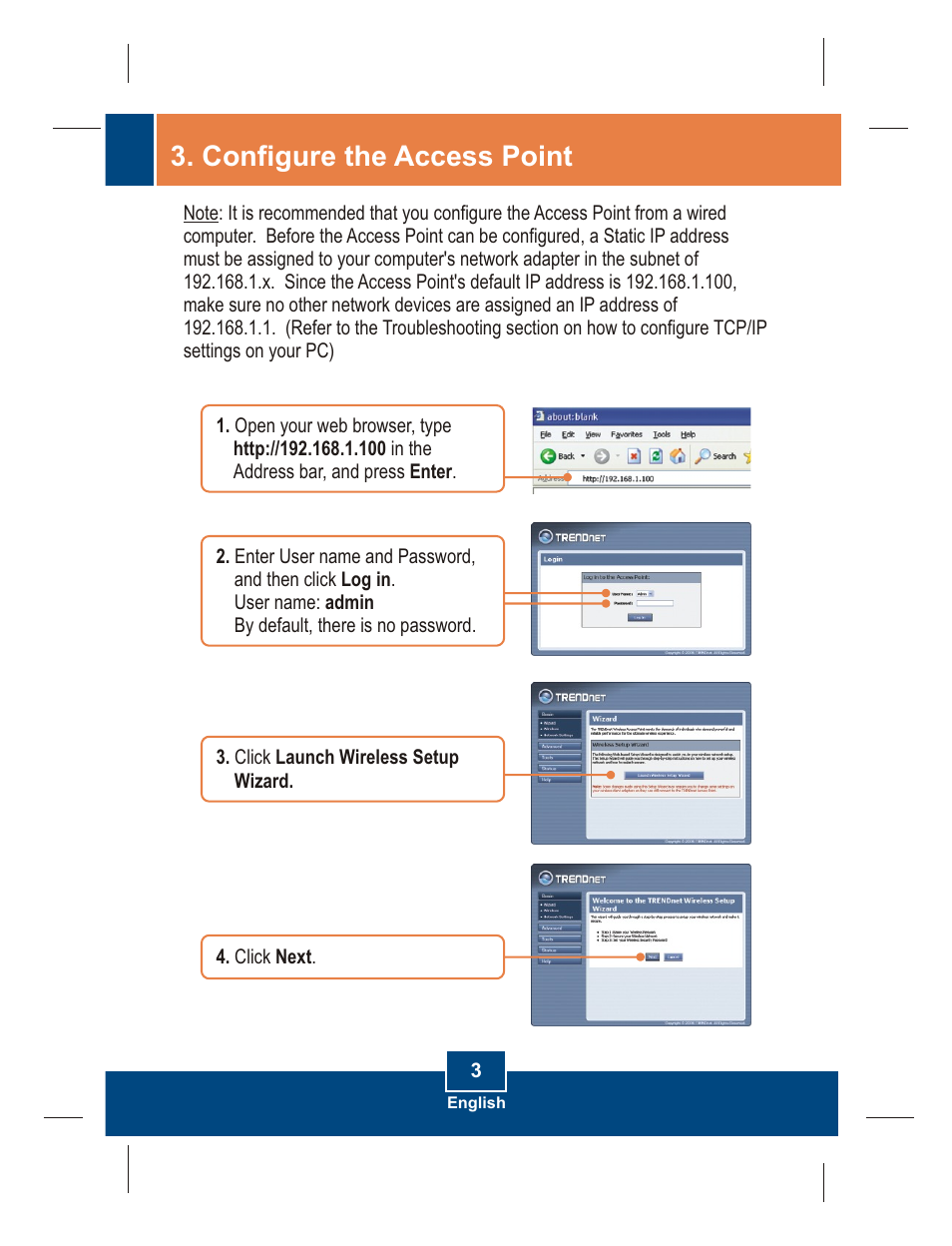 Configure the access point | TRENDnet TEW-630APB User Manual | Page 5 / 11