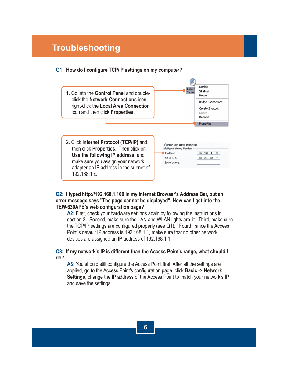 Troubleshooting | TRENDnet TEW-630APB User Manual | Page 8 / 11