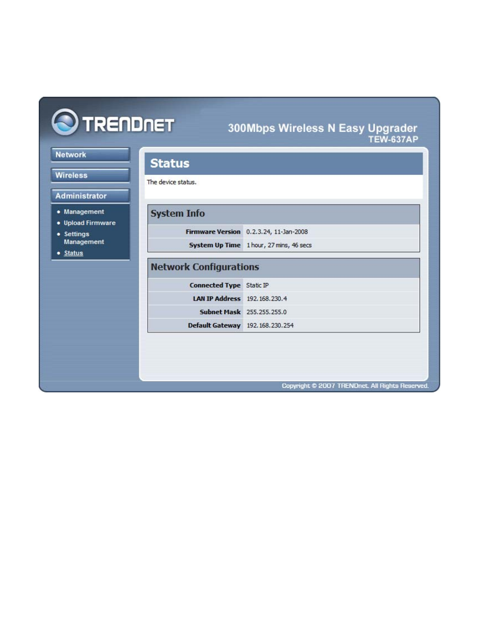 Administrator status | TRENDnet QUICK INSTALLATION GUIDE TEW-637AP User Manual | Page 34 / 49
