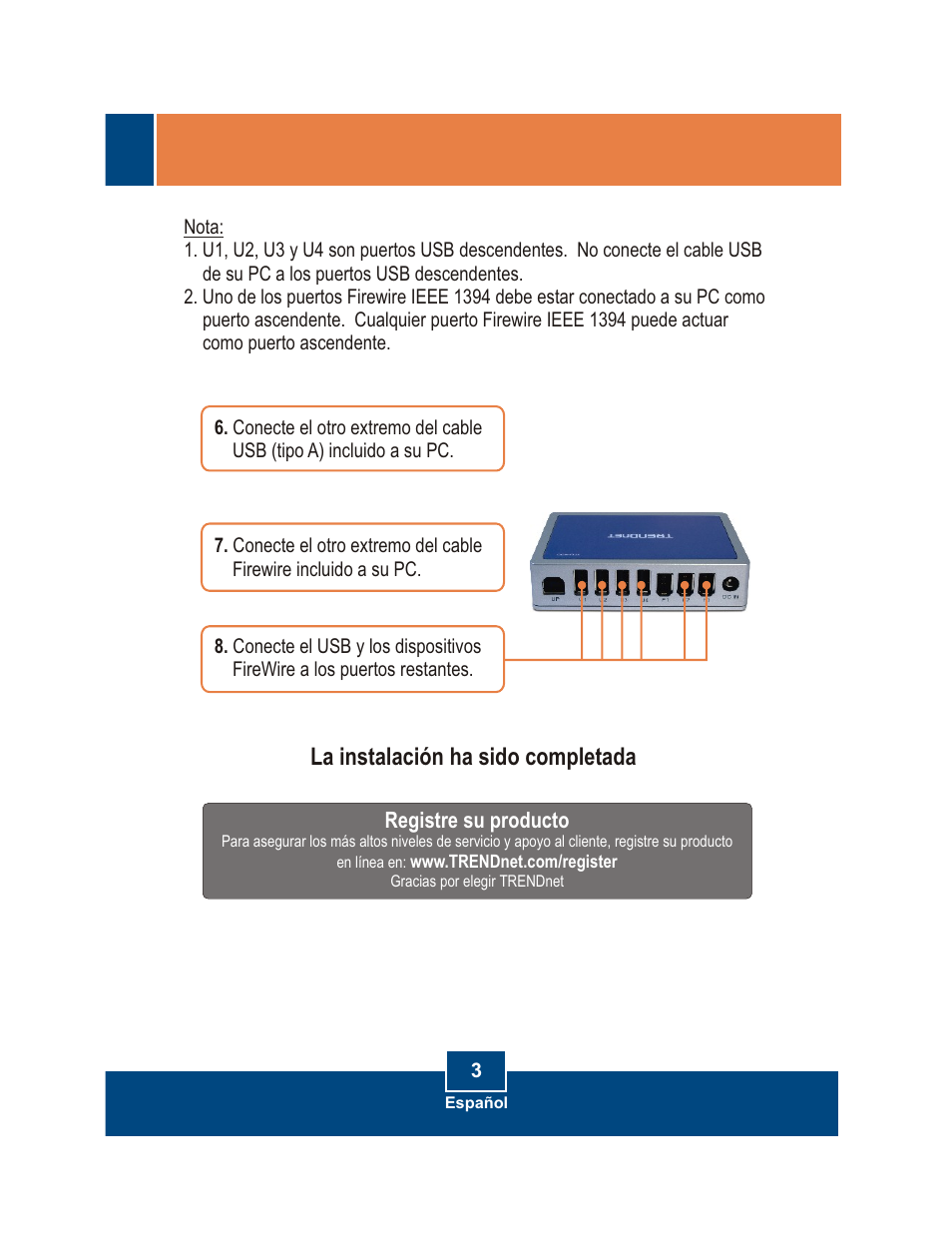 La instalación ha sido completada | TRENDnet TFU-430 User Manual | Page 5 / 10