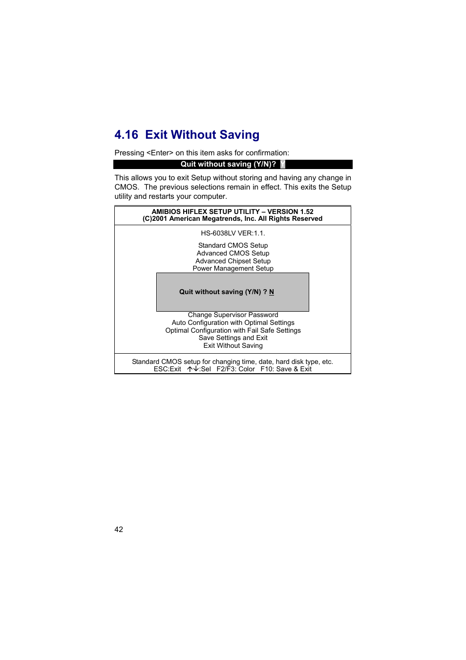 16 exit without saving | TRENDnet Industrial Single Board Computer HS-6038 User Manual | Page 48 / 86