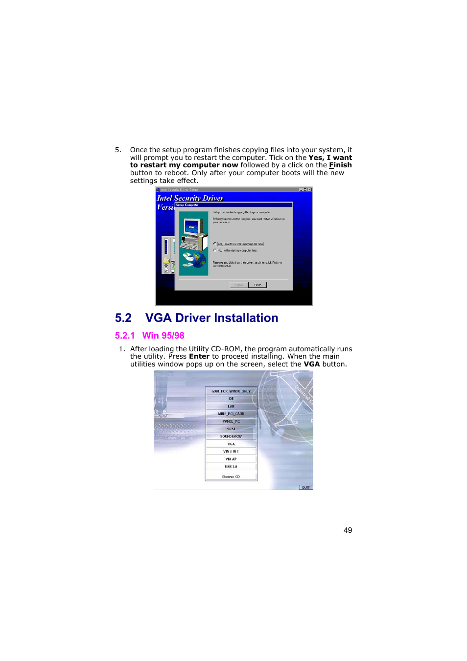 2 vga driver installation | TRENDnet Industrial Single Board Computer HS-6038 User Manual | Page 55 / 86