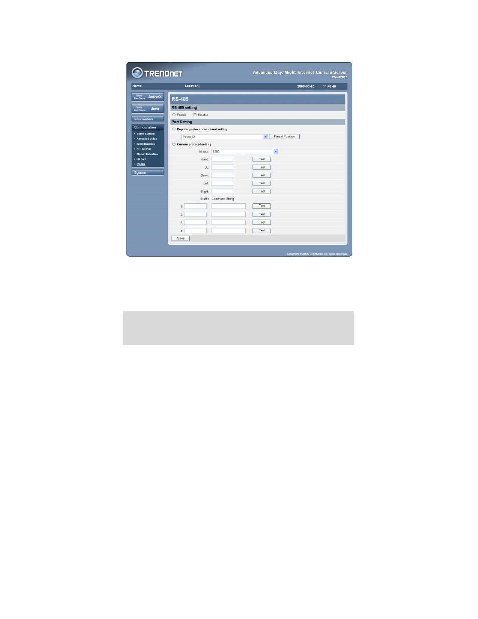 Rs-485 | TRENDnet TV-IP301W User Manual | Page 41 / 119