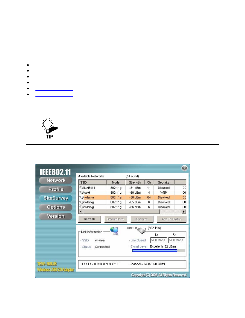 Checking for available access points | TRENDnet TEW-509UB User Manual | Page 16 / 43