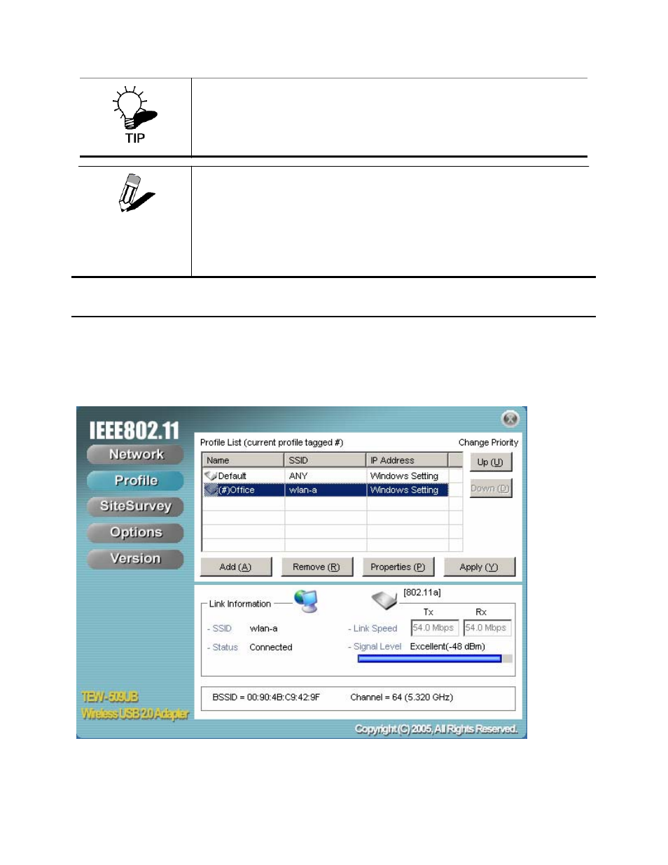 The profile screen | TRENDnet TEW-509UB User Manual | Page 23 / 43