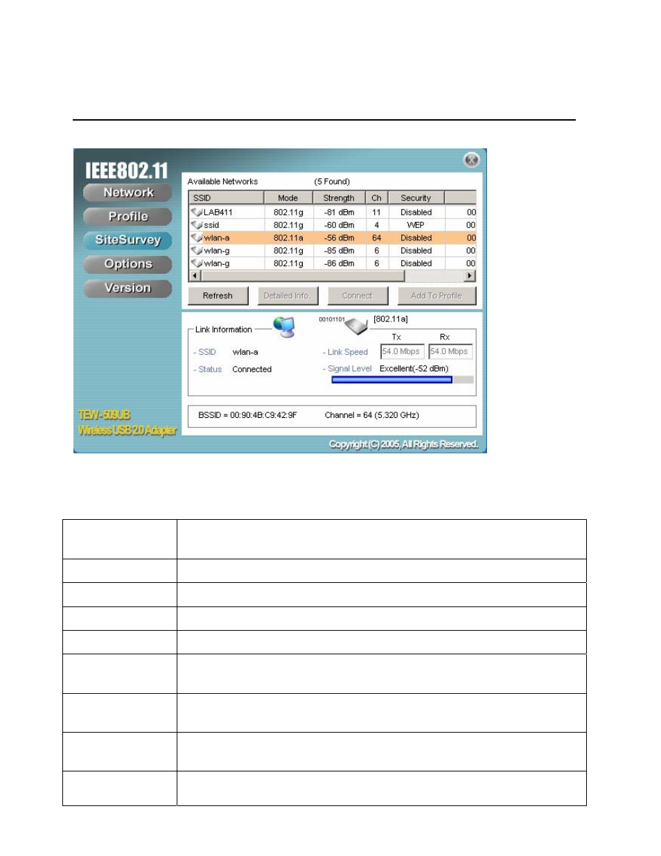 The sitesurvey screen | TRENDnet TEW-509UB User Manual | Page 25 / 43