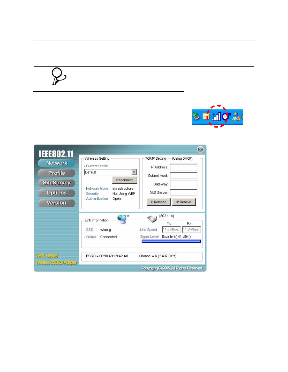 Overview of the wireless client utility | TRENDnet TEW-509UB User Manual | Page 8 / 43