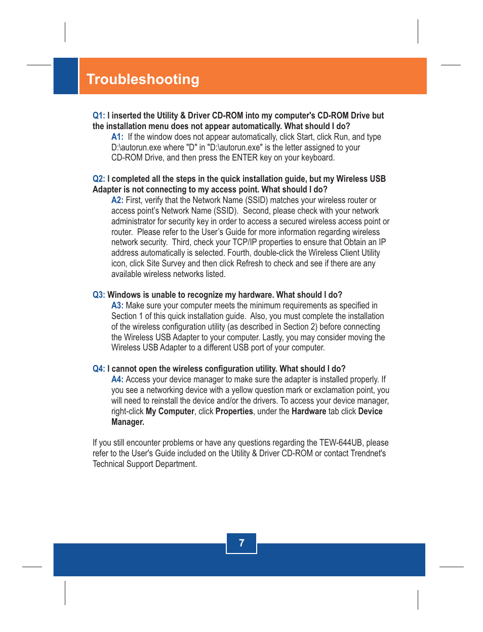 Troubleshooting | TRENDnet TEW-644UB User Manual | Page 9 / 11