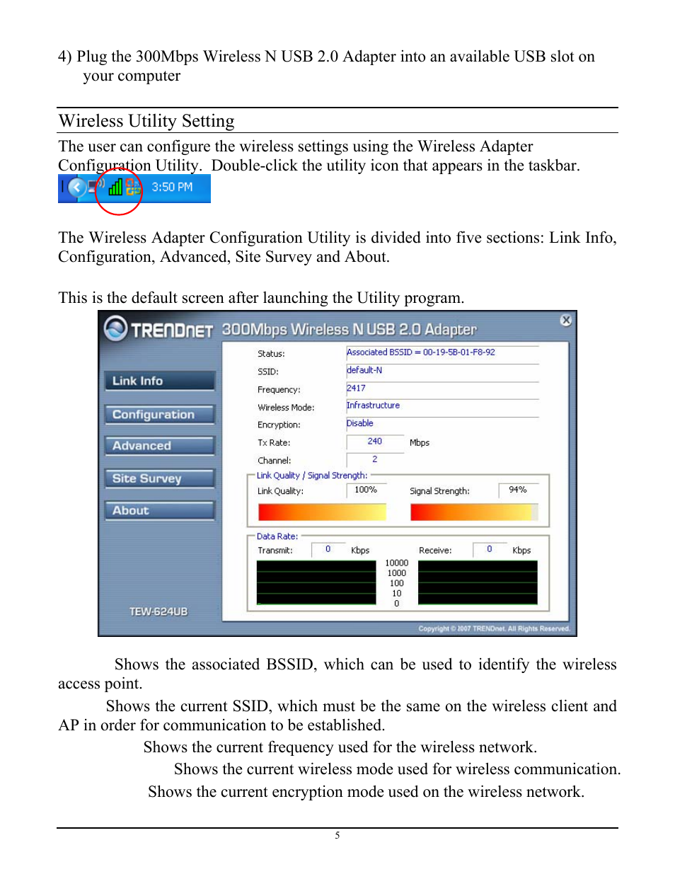 Wireless utility setting | TRENDnet TEW-624UB User Manual | Page 10 / 19