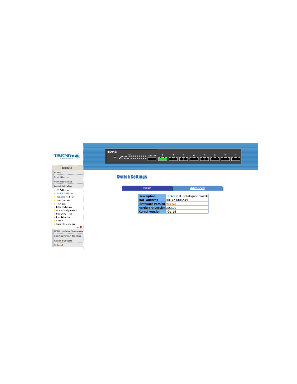 4-2. switch setting, 4-2-1.basic | TRENDnet TEG-S081FMI User Manual | Page 56 / 86