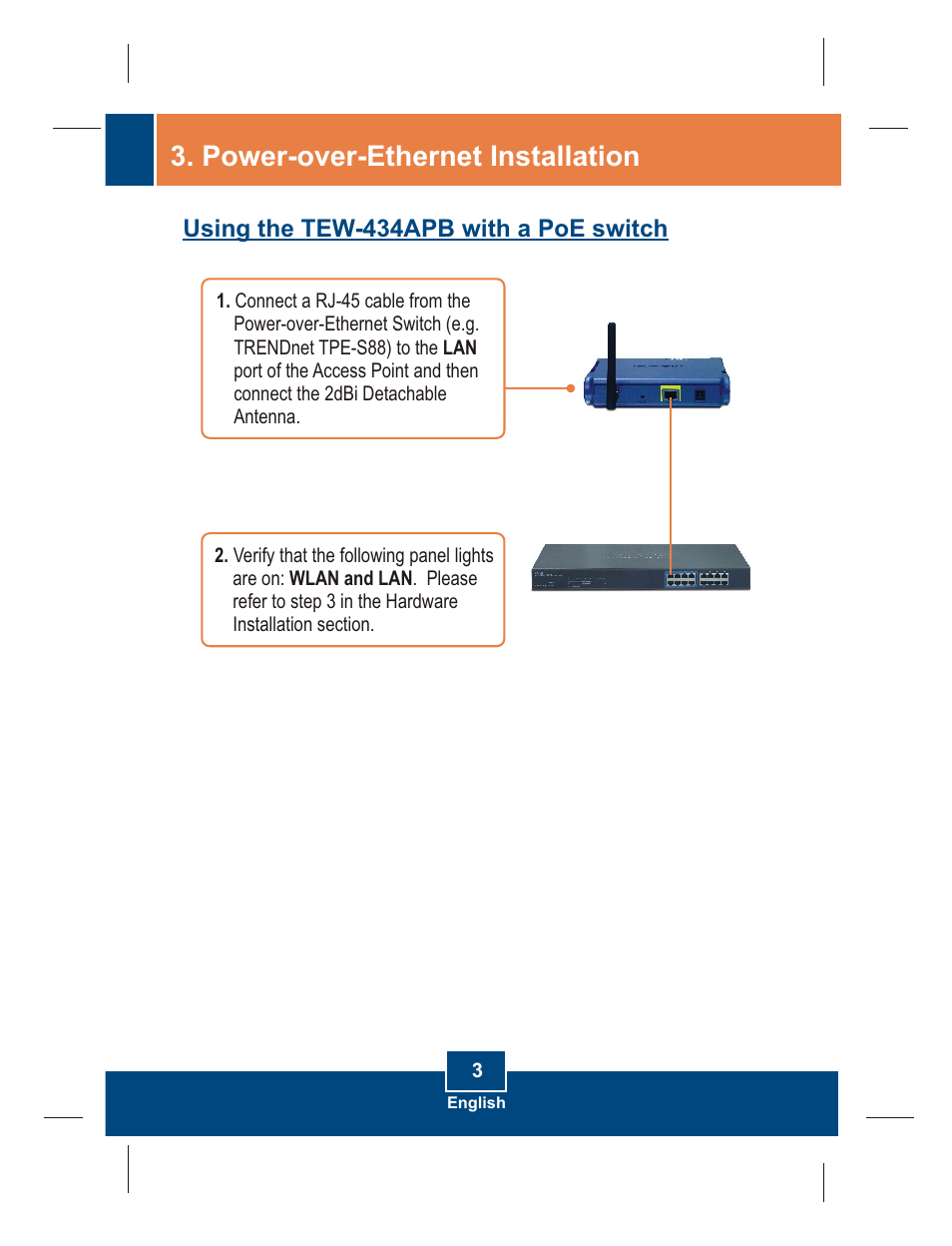 Power-over-ethernet installation | TRENDnet TEW-434APB User Manual | Page 5 / 13