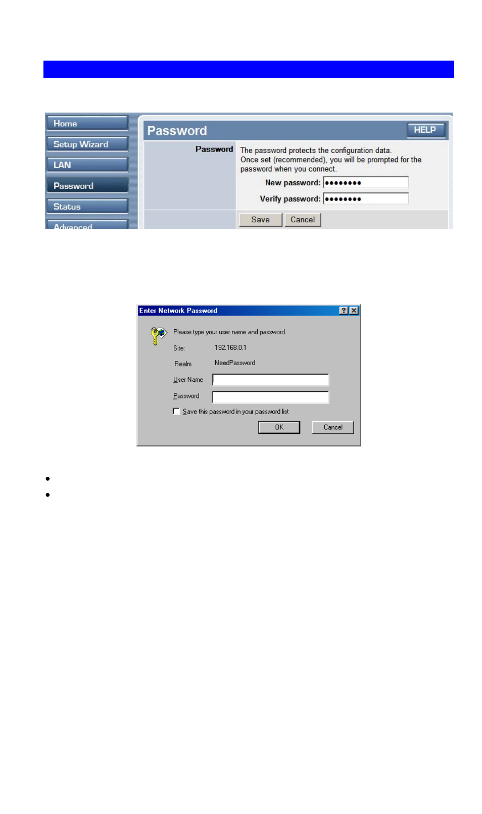 Password screen | TRENDnet TW100 BRF114 User Manual | Page 20 / 83
