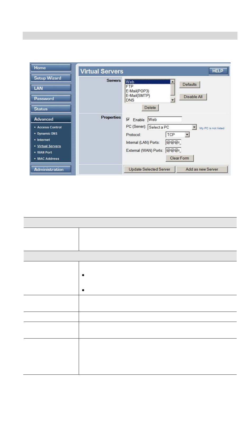 Virtual servers screen, Data - virtual servers screen | TRENDnet TW100 BRF114 User Manual | Page 55 / 83