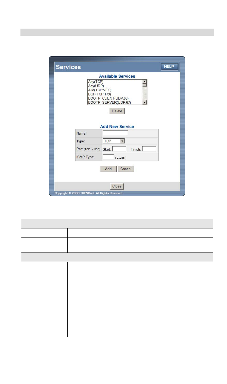 Services screen, Data - services screen | TRENDnet TW100 BRF114 User Manual | Page 63 / 83