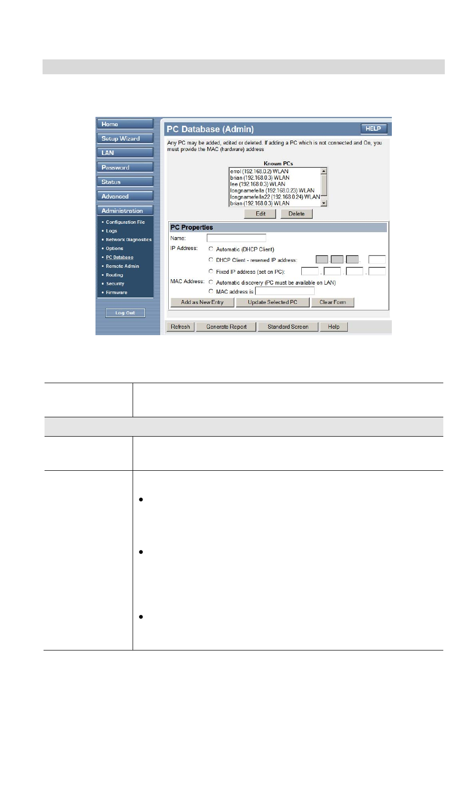 Pc database (admin), Data - pc database ( admin) screen | TRENDnet TW100 BRF114 User Manual | Page 68 / 83