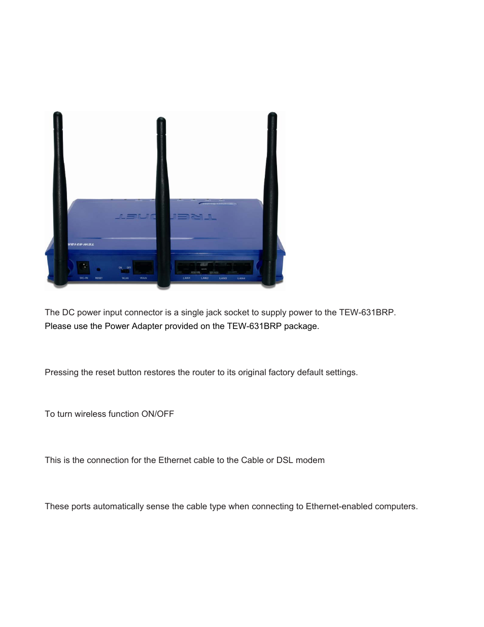 Hardware overview, Real panel | TRENDnet TEW-631BRP User Manual | Page 10 / 97