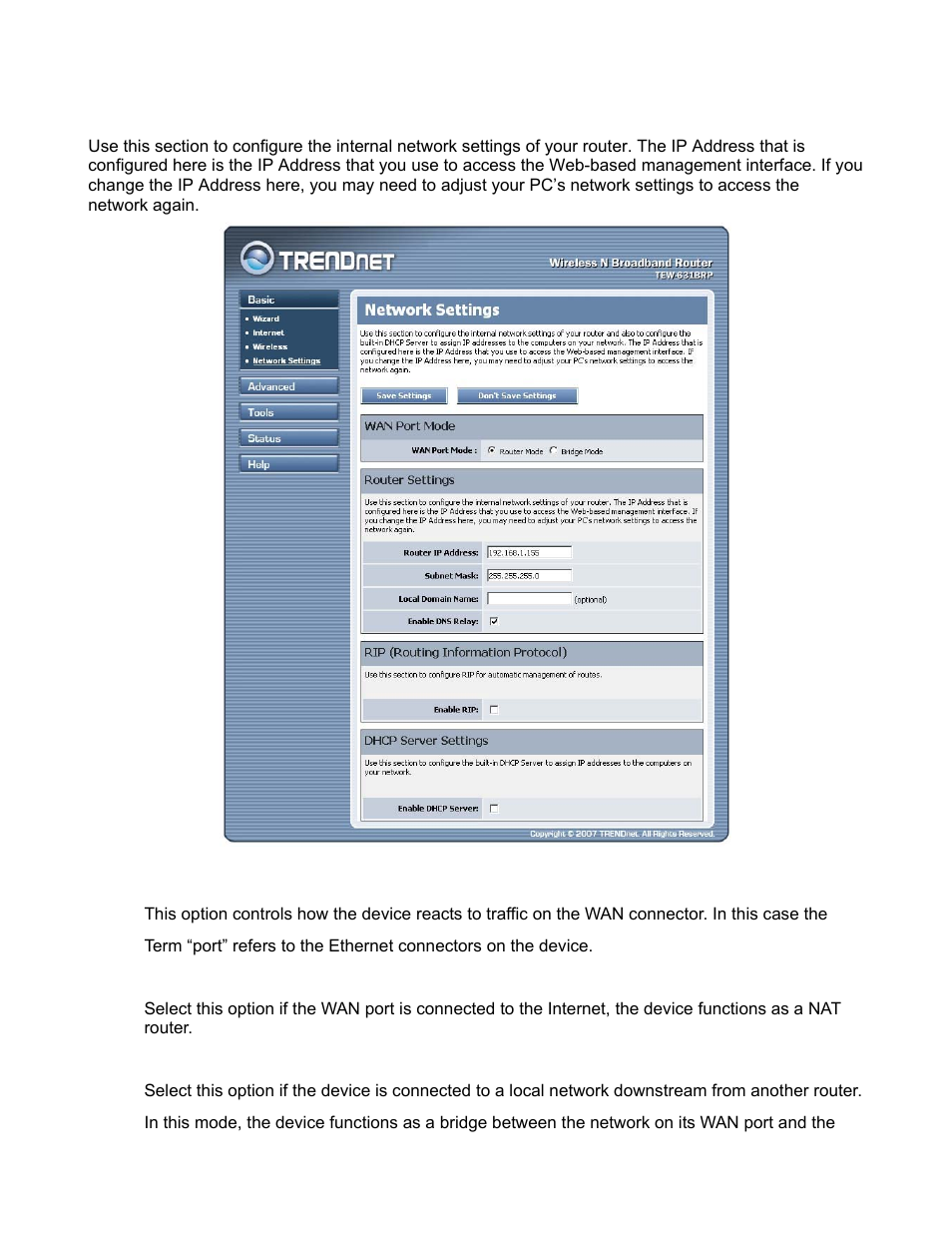 Basic_ network settings | TRENDnet TEW-631BRP User Manual | Page 19 / 97
