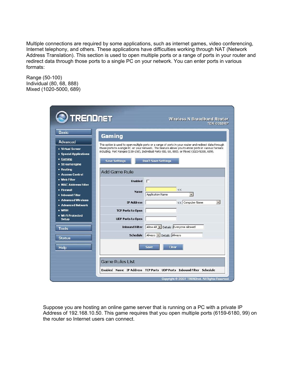Advanced_gaming | TRENDnet TEW-631BRP User Manual | Page 30 / 97