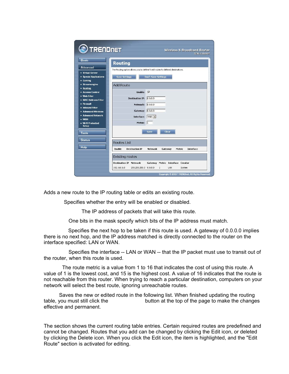 Advanced_routing | TRENDnet TEW-631BRP User Manual | Page 35 / 97