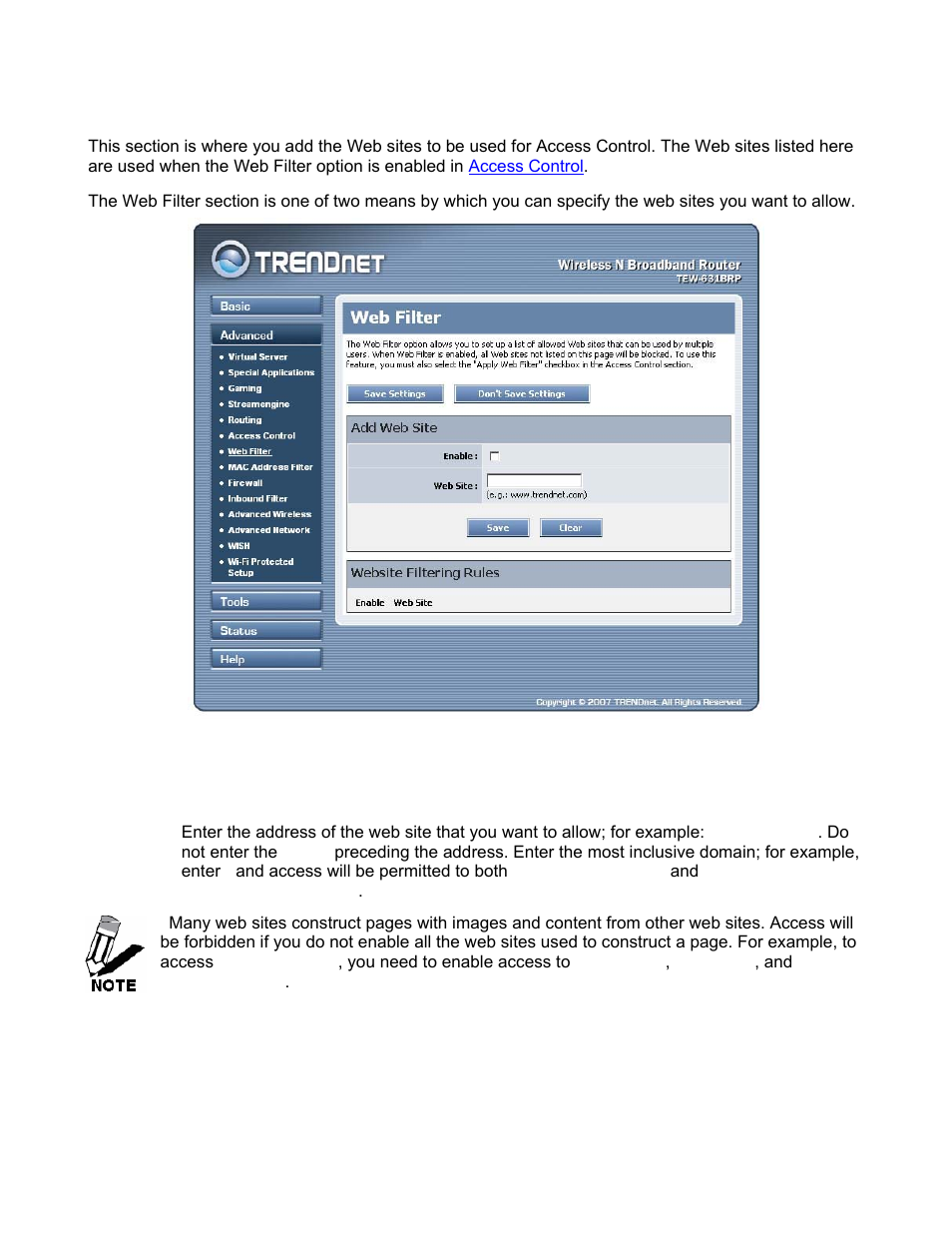 Advanced_web filter | TRENDnet TEW-631BRP User Manual | Page 37 / 97