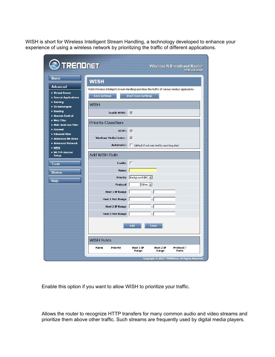 Advanced_ wish | TRENDnet TEW-631BRP User Manual | Page 51 / 97
