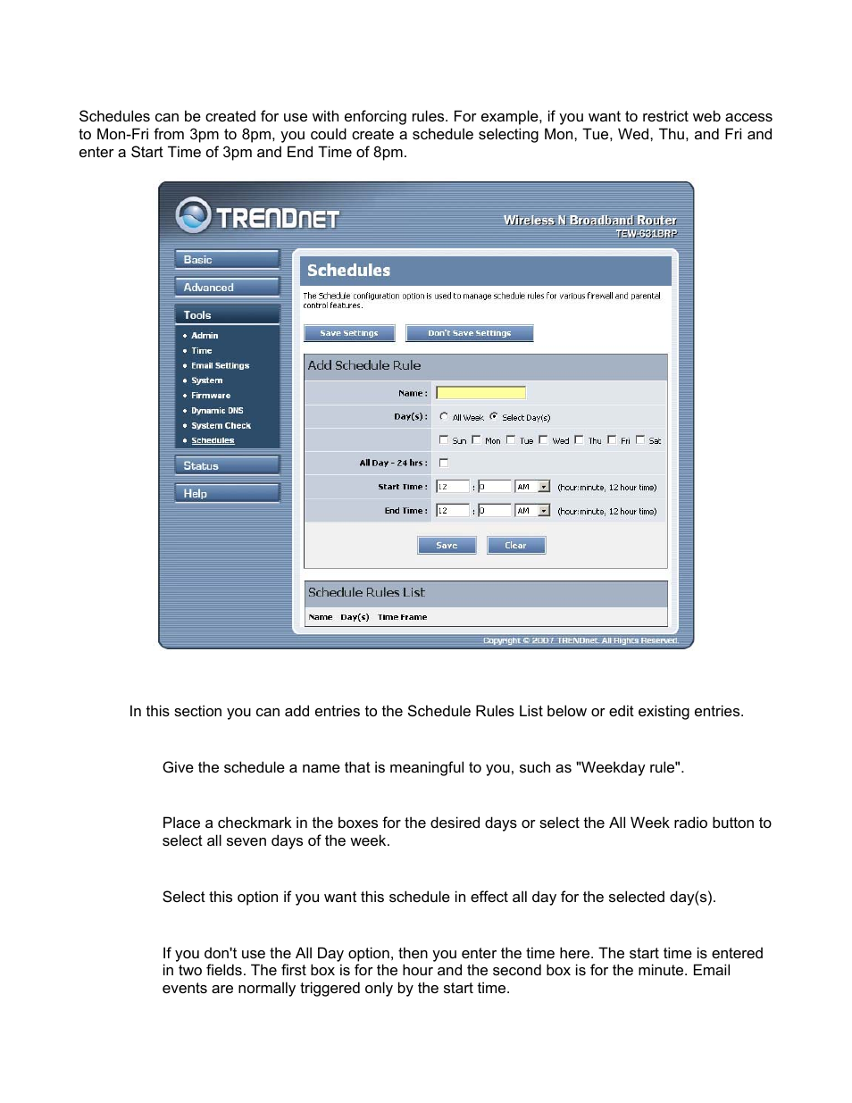 Tools_schedules | TRENDnet TEW-631BRP User Manual | Page 68 / 97