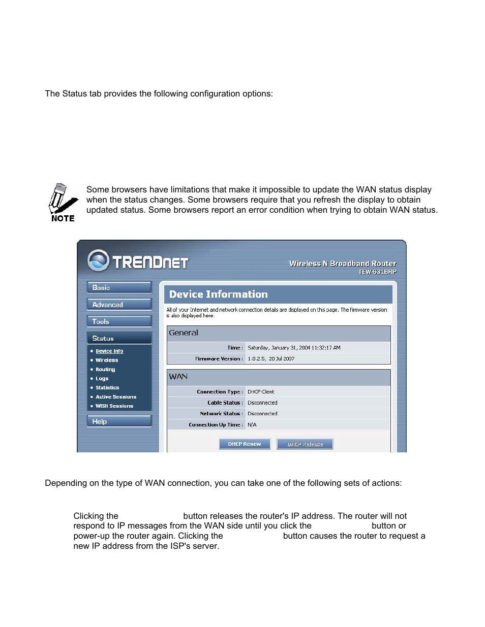 Status, Status_device info | TRENDnet TEW-631BRP User Manual | Page 70 / 97