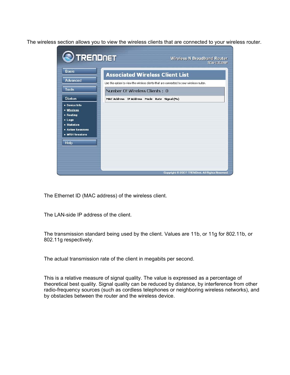 Status_wireless | TRENDnet TEW-631BRP User Manual | Page 72 / 97