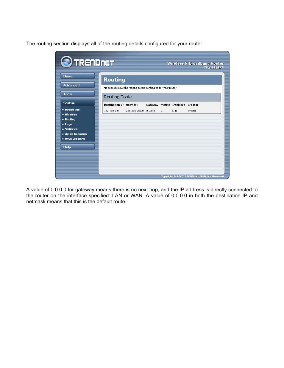 Status_routing | TRENDnet TEW-631BRP User Manual | Page 73 / 97